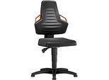 Arbeitsdrehstuhl, Gleiter, PU-Schaum schwarz, Griffe orange