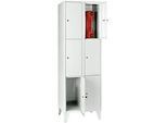 Wertfachschrank 300 mm, 2 Abteile, 6 Fächer, Sicherheitszylinderschloss, Fuss, lichtgrau