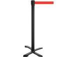 Absperrpfosten GLA 10, L 350 x B 350 x H 1000 mm, mit Kreuzfuss, Gurtauszug 4 m, schwarz