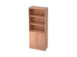 Kombischrank JENA, 5 OH, B 800 x T 420 x H 2004 mm, 2 OH Holztüren, Nussbaum-Dekor