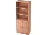 Schrank ULM, mit Hängeregistraturauszügen, 3 OH, H 2004 x B 800 x T 420 mm, Nussbaum-Dekor