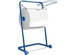 WIPEX Bodenständer, f. Putzpapierrollen bis B 400 mm, fahrbar, m. Müllsackhalterung
