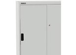 Schrank, Schiebetüren, B 950 x T 400 x H 1150 mm, lichtgrau RAL 7035