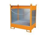 Fass-Stapelpalette Bauer FSP-2 G, Spritzschutzwand 3-seitig, Kap. 2 x 200 l Fass, orange