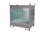 Fass-Stapelpalette Bauer FSP-2 G, Spritzschutzwand 3-seitig, Kap. 2 x 200 l Fass, grau