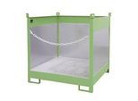 Fass-Stapelpalette Bauer FSP-4 G, Spritzschutzwand 3-seitig, Kap. 4 x 200 l Fässer, grün