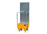 Fahrbare Auffangwanne mit Lochplattenwand, aus Stahl, Kapazität 1 x 60-Liter Fass, orange