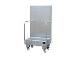 Fahrbare Auffangwanne LPW 60-2, mit Lochplattenwand, aus Stahl, Kapazität 2 x 60-Liter Fass, verzinkt