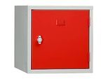 Schliessfach Würfel, Türanschlag rechts, Drehriegelverschluss, erweiterbar, Stahl, Tür rot RAL 3020