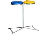 Doppel-Abfallsammler VAR INDUSTRY Standard, je 120 l, Stahl, KS-Deckel, blau/gelb