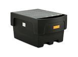 IBC-Auffangwanne, Polyethylen, 1100 l, 1500 kg, Abfüllvorsatz u. Stahlrost, unterfahrbar