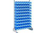 Ständerregal einseitig, B 1130 x T 500 x H 1885 mm, 70 x 3 l, blau