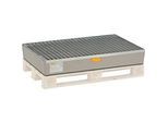 GFK-Paletten-Auffangwanne 150 CEMO, für Euro-Paletten, B 1200 x T x 800 x H 235 mm, mit Arretierungsnocken u. verzinktem Gitterrost