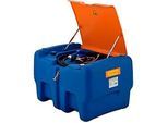 Mobile Tankstelle CEMO Blue-Mobil EASY, mit Tauchpumpe CENTRI SP30 12V, 440 l Tank für AdBlue®, Klappdeckel, B 1180 x T 800 x H 710 mm