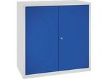 Werkzeugschrank, Sicherheitsschloss, 2 Einlegeböden & 1 Schublade, B 1000 x T 500 x H 1000 mm, Stahlblech, lichtgrau/enzianblau