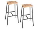 Barhocker Meeting Point, Industriedesign, Eiche-Echtholz Furnier, Rohstahlbeine, Sitzhöhe 770 mm, 2 Stück