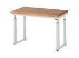 Arbeitstisch Serie adlatus 600, 1250 x 900 x 740-1140 mm, Buche-Massiv-Platte