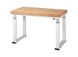 Arbeitstisch Serie adlatus 600, 1250 x 700 x 740-1140 mm, Buche-Massiv-Platte