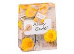TSI Geschenktasche Alles Gute, mittelgross, 18 x 10 x 23 cm, reissfest, 3er-Set Motiv: Blume