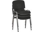 Stapelstuhl ISO Basic, ohne Armlehnen, 4-Fussgestell, Stoffbezug, stapelbar bis 12 Stück, B 545 x T 560 x H 820 mm, Bezug schwarz, Gestell alusilber