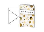Grusskarte Sigel „Golden Bubble“, Format B6, 115 x 170 mm, mit weissen & gummierten Umschlägen, FSC®-Glanzkarton mit Goldprägung, 10 Stück