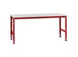 Manuflex Arbeitstisch UNIVERSAL Standard, 2000 x 1000 mm, Kunststoff lichtgrau, rubinrot