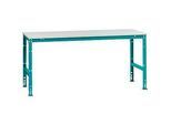 Manuflex Arbeitstisch UNIVERSAL Standard, 2000 x 1000 mm, Kunststoff lichtgrau, wasserblau