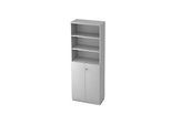 Regalschrank 6 OH, 3 OH geschlossen, B 800 x T 420 mm, lichtgrau