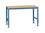 Manuflex Arbeitstisch UNIVERSAL Standard, 1500 x 1000 mm, Multiplex natur, brillantblau