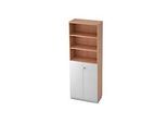 Regalschrank 6 OH, 3 OH geschlossen, B 800 x T 420 mm, Nussbaum-Dekor/silber
