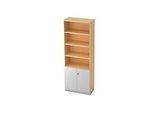 Regalschrank 6 OH, 2 OH geschlossen, B 800 x T 420 mm, Ahorn-Dekor/silber