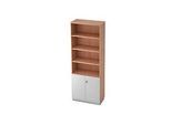 Regalschrank 6 OH, 2 OH geschlossen, B 800 x T 420 mm, Nussbaum/silber