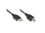 Anschlusskabel USB 2.0 Stecker A/B, 3 m, schwarz