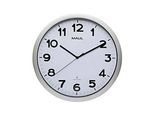 Funk Wanduhr Maul MAULstep, silber, für Innen, schwarze arabische Ziffern, Auto-Zeitumstellung, rund, Ø 350 mm, Kunststoff & Glas, mit Batterie