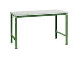 Manuflex Grundtisch UNIVERSAL Spezial, 1500 x 1000 mm, Melamin lichtgrau, resedegrün