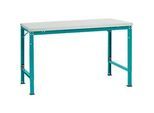 Manuflex Grundtisch UNIVERSAL Spezial, 1500 x 1000 mm, Melamin lichtgrau, wasserblau