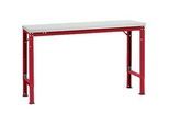 Manuflex Grundtisch UNIVERSAL Spezial, 1500 x 800 mm, Kunststoff lichtgrau, rubinrot