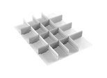 Schubladeneinsatz Treston, 2 Unterteiler & 9 Mittelplatten, B 550 mm, für Serie 55 mit H 1000 mm