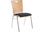 Schäfer Shop Select Stapelstuhl Natur, stapelbar bis 10 Stück, mit Stoffpolster, B 430 x T 410 x H 450 mm, Holz & Stahl