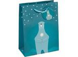 Geschenktasche Weihnachten Sigel 'Polar Bear', 5 Stück, B 170 x H 230 mm, Papier, petrol