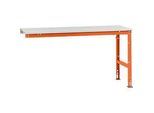 Manuflex Ansatztisch UNIVERSAL Standard, 1750 x 800 mm, Kunststoff lichtgrau, rotorange