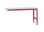 Manuflex Ansatztisch UNIVERSAL Standard, 1750 x 800 mm, Kunststoff lichtgrau, rubinrot