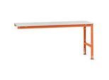 Manuflex Ansatztisch UNIVERSAL Standard, 2000 x 800 mm, Kunststoff lichtgrau, rotorange
