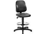 Schäfer Shop Pure Arbeitsdrehstuhl, Permanentkontakt, Lendenwirbelstütze, Beckenstütze, mit Gleitern und Fussring, schwarz