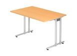 Schreibtisch JENA, C-Fuss, Rechteck, B 1200 x T 800 x H 720 mm, Gestell alusilber, Buche-Dekor