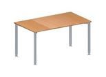 Schäfer Shop Genius Konferenztisch MODENA FLEX, Rechteck, 4-Fuss Rundrohr, B 1400 x T 800 x H 720-840 mm, Buche/weissaluminium RAL 9006