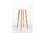 Barhocker WOODY, ABS-Kunststoff, mit Fussring, Massivholzbeine, Sitzhöhe 760 mm, 2 Stk, weiss