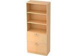 Hängeregistraturschrank JENA, 5 OH, B 800 mm, 2 Schubladen, abschliessbar, Ahorn-Dekor