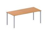 Schäfer Shop Genius Konferenztisch MODENA FLEX, Rechteck, 4-Fuss Rundrohr, B 1800 x T 800 x H 720-840 mm, Buche/weissaluminium RAL 9006