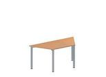 Schäfer Shop Genius Konferenztisch MODENA FLEX, Trapez, 4-Fuss Rundrohr, B 1600 x T 800 x H 720-840 mm, Buche/weissaluminium RAL 9006